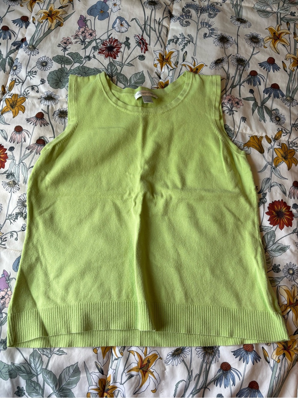 Christopher & Banks Neon Lime Crewneck Tank Top